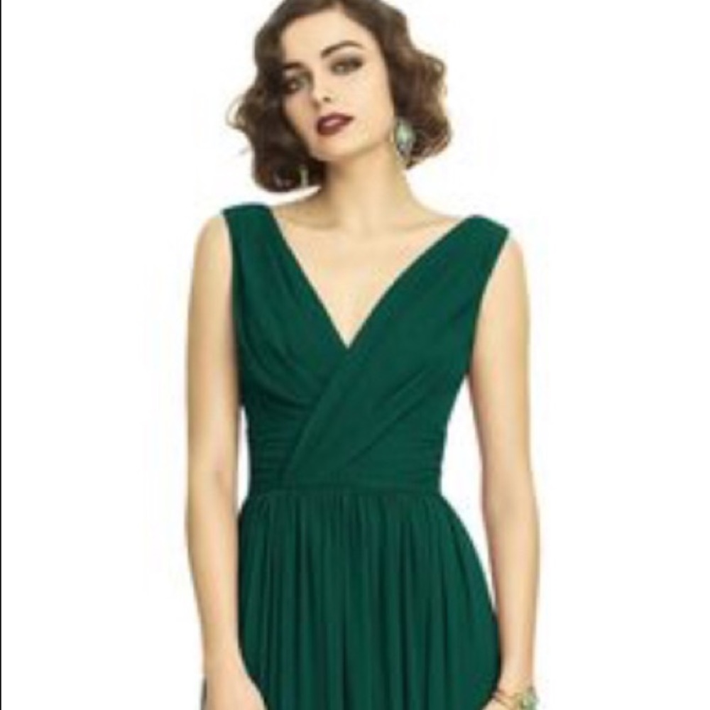 Dessy Surplice Hunter Green Bridesmaid Dress 8